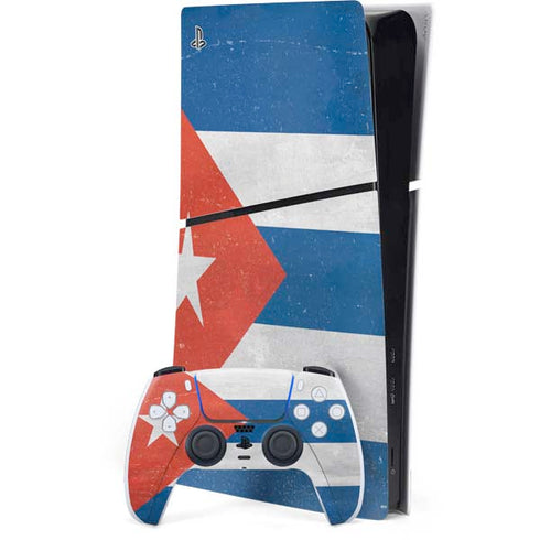 Cuban Flag Distressed PS5 Slim Digital Edition Console Skin
